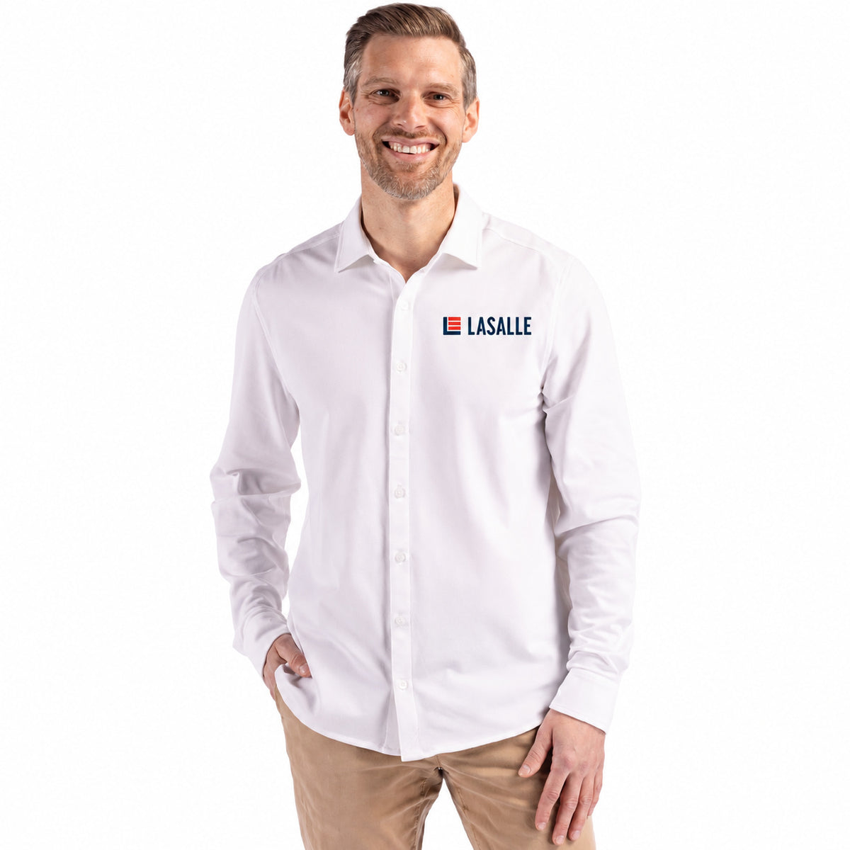 Men's Cutter & Buck Tri-Blend Soft Pique Button Down